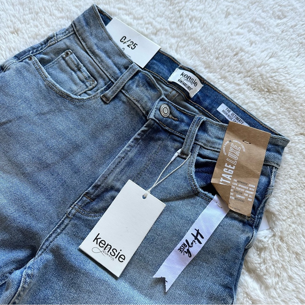 Kensie High Rise Skinny Jeans Vintage Luxe Raw Hem Stretch Blue Women Size 0 - Picture 2 of 8